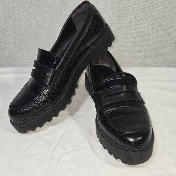 Circus Sam Edelman Penny Loafer Lug Black Croc Desmond Women Size 8 - Picture 10 of 16